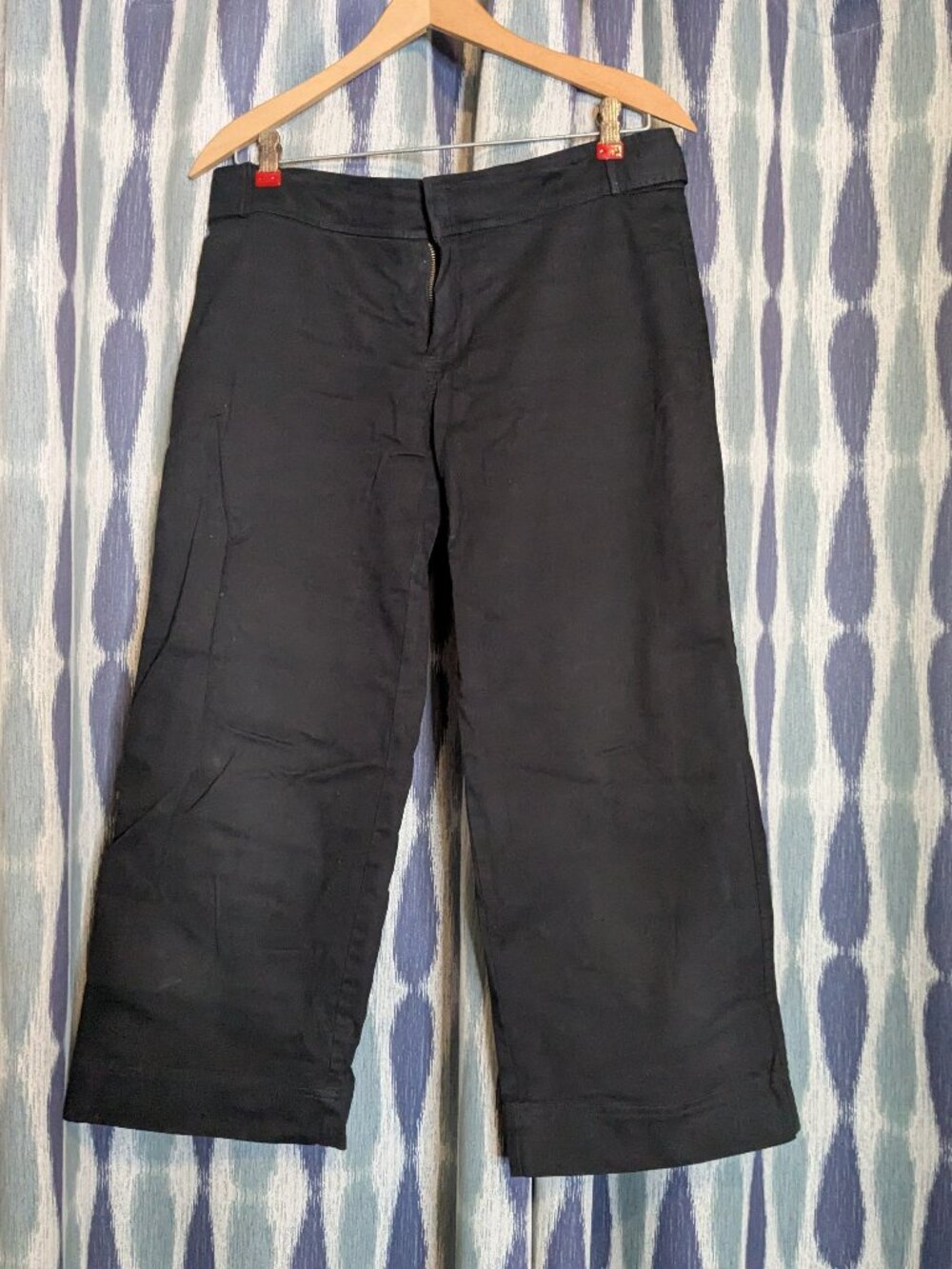 Old Navy Black Cropped Wide Leg Pants Size 6 Stretch Career Casual